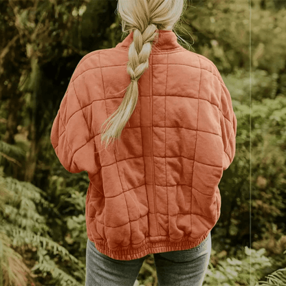 Joanna | Damska Pikowana Kurtka Przejściowa Oversize na Zamek