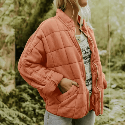 Joanna | Damska Pikowana Kurtka Przejściowa Oversize na Zamek