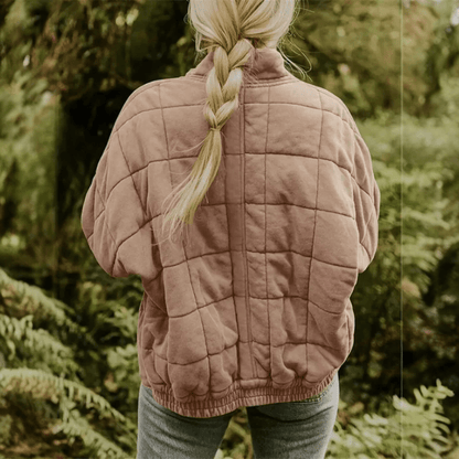 Joanna | Damska Pikowana Kurtka Przejściowa Oversize na Zamek
