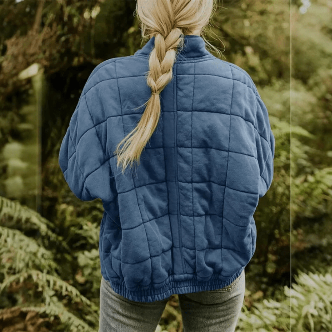 Joanna | Damska Pikowana Kurtka Przejściowa Oversize na Zamek