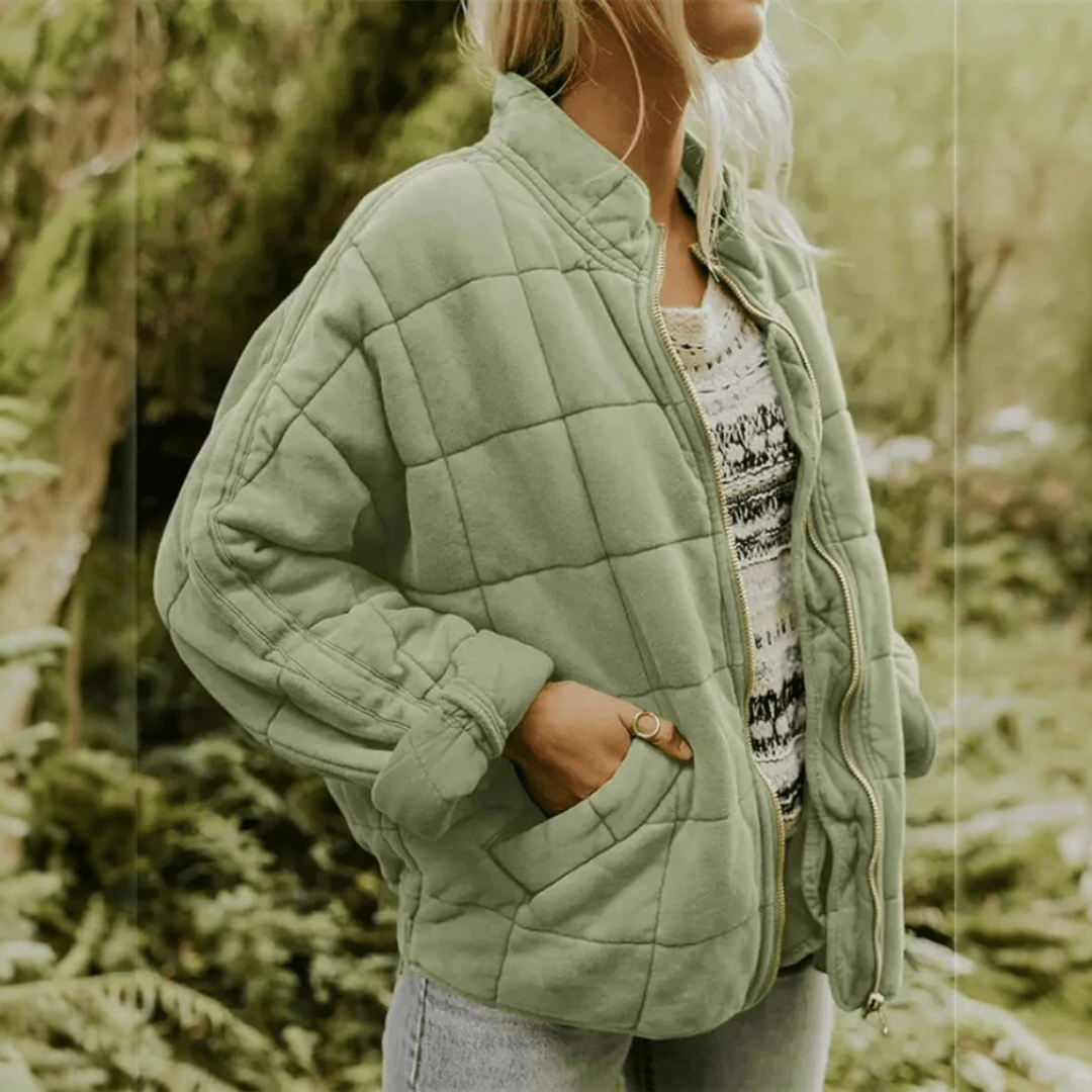 Joanna | Damska Pikowana Kurtka Przejściowa Oversize na Zamek