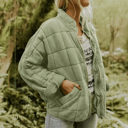 Joanna | Damska Pikowana Kurtka Przejściowa Oversize na Zamek