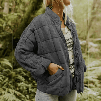 Joanna | Damska Pikowana Kurtka Przejściowa Oversize na Zamek
