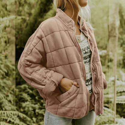 Joanna | Damska Pikowana Kurtka Przejściowa Oversize na Zamek