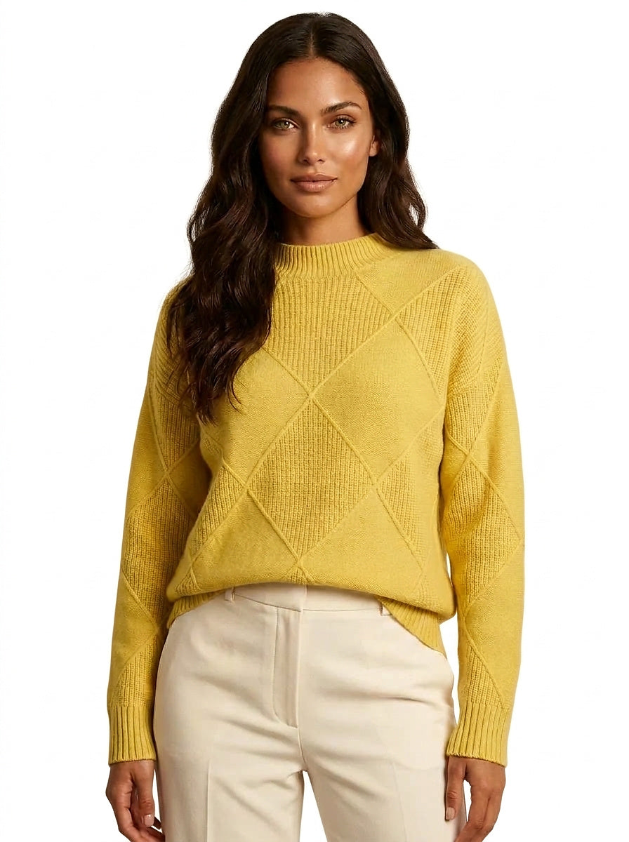Magda | Damski Sweter z Dzianiny w Rombowy Wzór