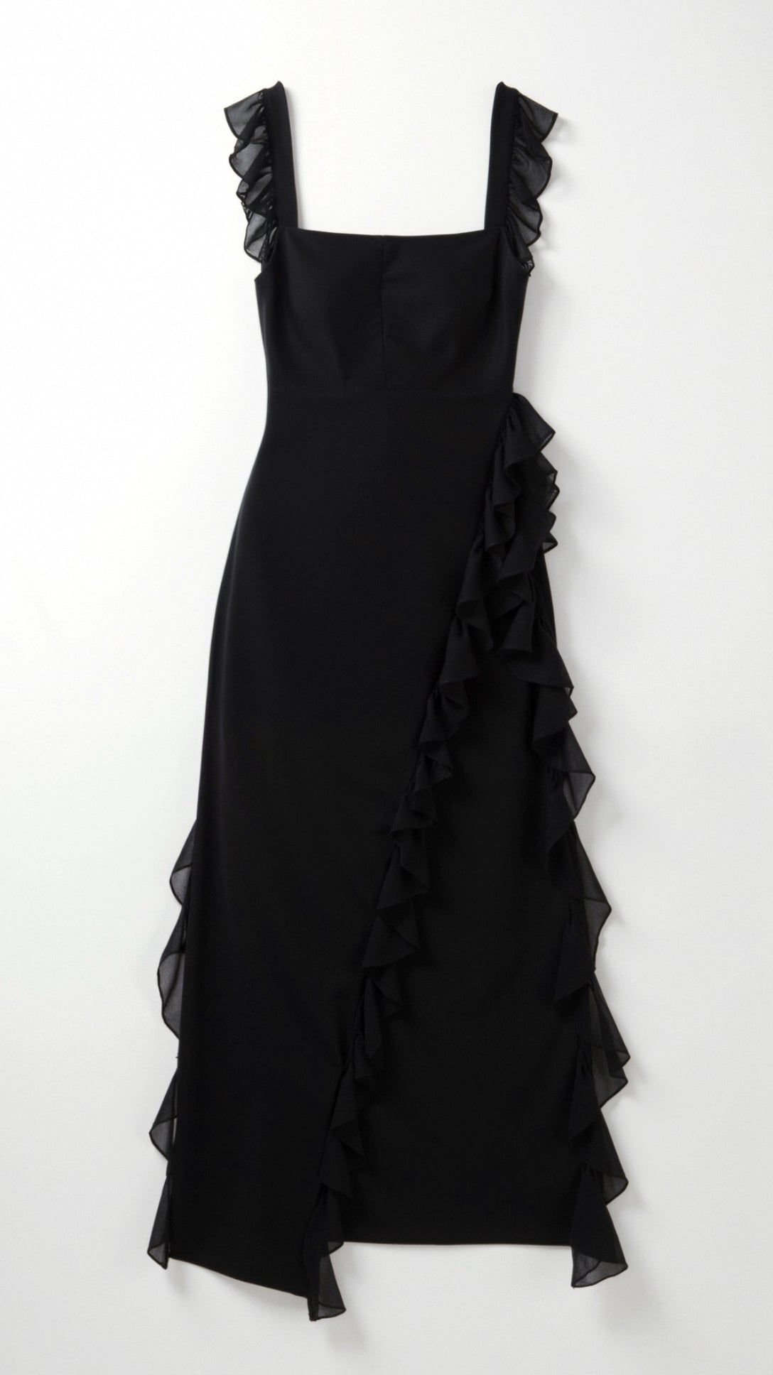 Kalina | Elegancka długa sukienka maxi z falbankami